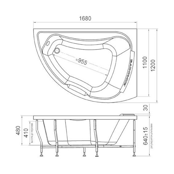 Ванна акриловая Радомир Альбена 168x120 см R (в комплекте каркас и сифон) - фото, картинка 6 Ванна акриловая Радомир Альбена 168x120 см R (в комплекте каркас и сифон) - фото 6
