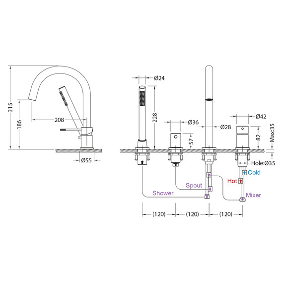 Смеситель для ванны Timo Saona 2320/13Y, никель - фото 2