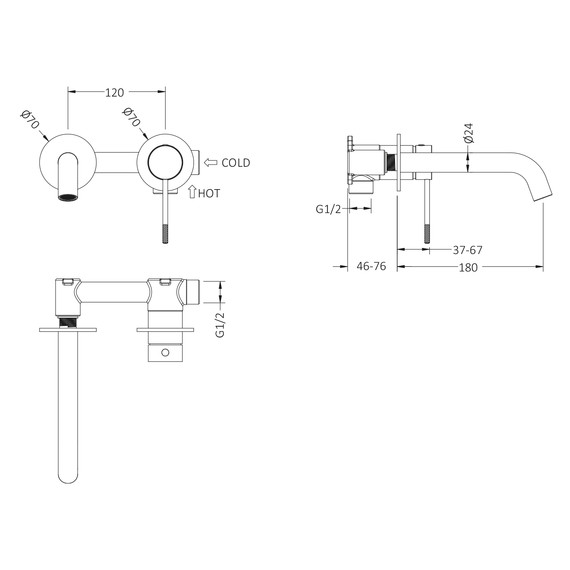 Смеситель для раковины настенный Timo Saona 2372/19SM (со скрытой частью) розовое золото - фото 5