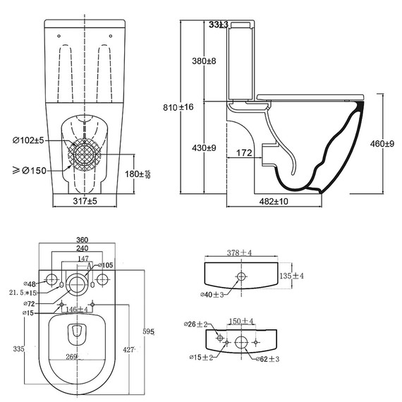 Унитаз-компакт безободковый Azario LEO TORNADO FLUSHING AZ-1253CT с тонкой крышкой микролифт (система смыва Торнадо) - фото 14