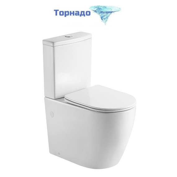 Унитаз-компакт безободковый Azario LUMA TORNADO FLUSHING AZ-1253ST с тонкой крышкой микролифт (система смыва Торнадо) - фото 