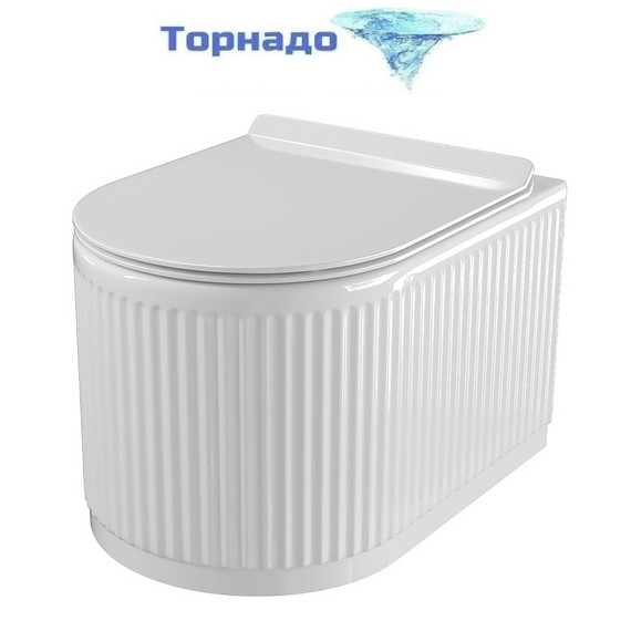 Унитаз подвесной безободковый Azario LUSTER AZ-2285 с тонкой крышкой микролифт (Система смыва торнадо) - фото 