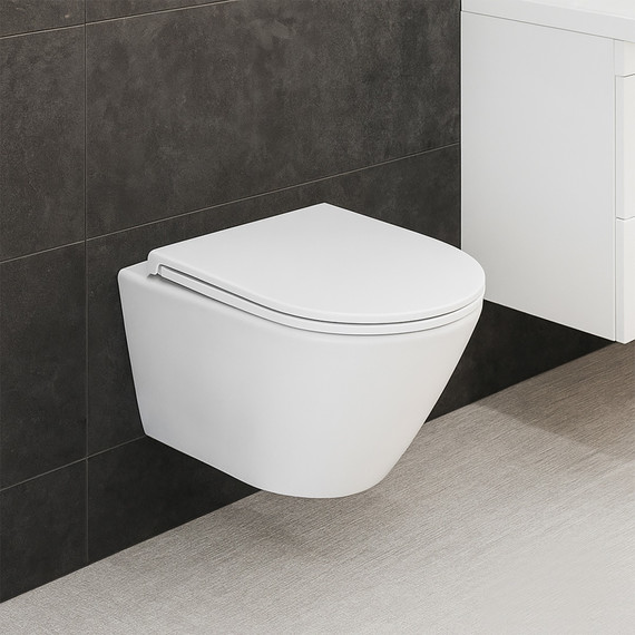 Унитаз подвесной безободковый Azario VELA AZ-2480 с тонкой крышкой микролифт (Система смыва торнадо) - фото 12