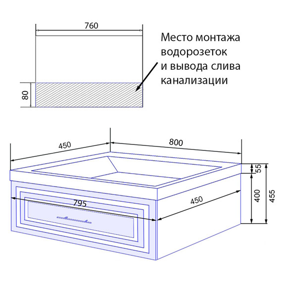 Тумба подвесная с раковиной Azario LAURA 80 см CS00096989 - фото 9