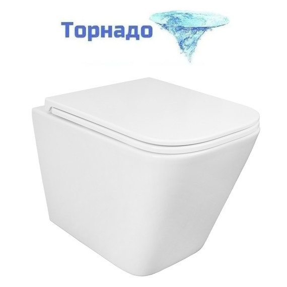 Унитаз подвесной безободковый Azario PRO PRO-0002 UQ3 с тонкой крышкой микролифт (Система смыва торнадо) - фото 