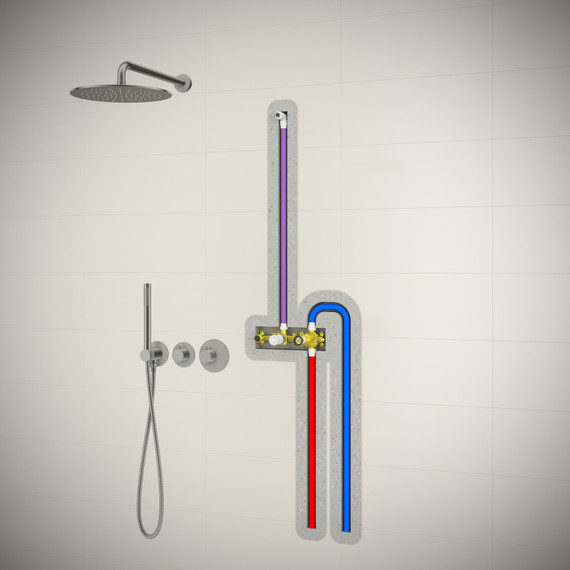 Душевая система для душа с термостатом Timo Saona SX-2359/19SM (со скрытой частью) розовое золото - фото 6