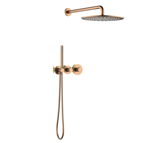 Душевая система для душа с термостатом Timo Saona SX-2359/19SM (со скрытой частью) розовое золото - фото 