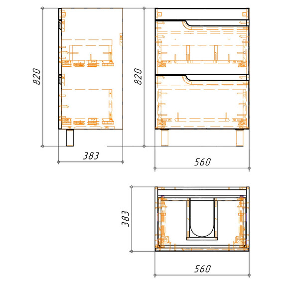 Тумба напольная с раковиной Azario Kantri 60/2H 60 см CS00097250 - фото 9