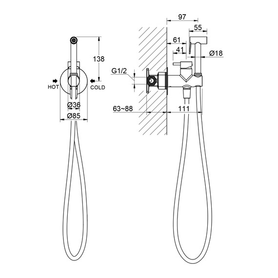 Набор для гигиенического душа Timo Saona 2337/17SM (со скрытой частью) золото матовое - фото 3