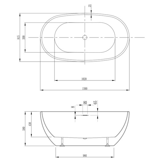 Ванна отдельностоящая Abber AB9263-1.5 150x80 см - фото 8