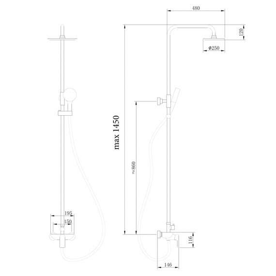 Душевая стойка Abber Weiss Insel AF8020L - фото 3