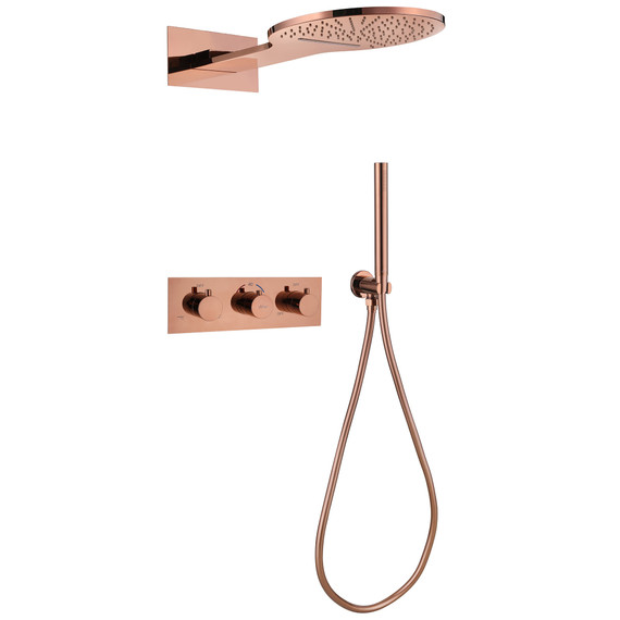 Душевая система для душа с термостатом Abber Wasser Kreis AF8151RG (со скрытой частью) розовое золото - фото 