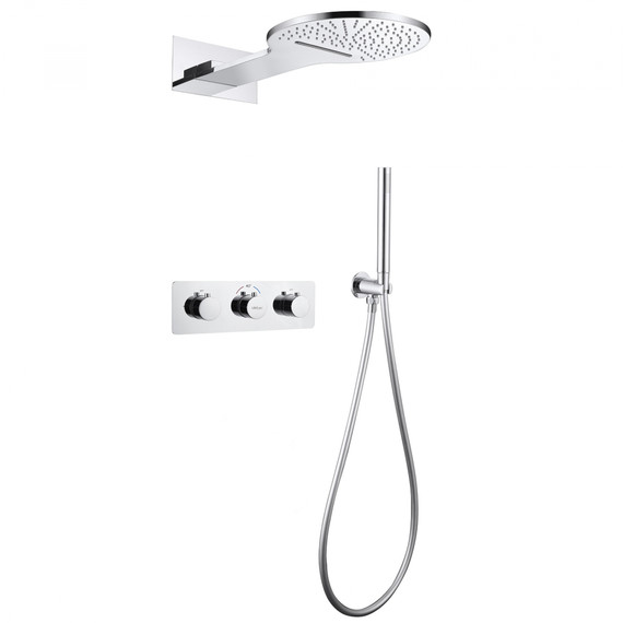 Душевая система для душа с термостатом Abber Wasser Kreis AF8151 (со скрытой частью) хром - фото 