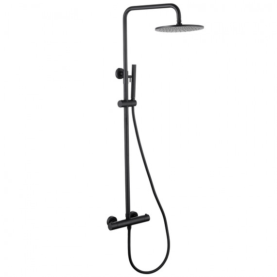 Душевая стойка с термостатом Abber Wasser Kreis AF8160BL, чёрный матовый - фото 