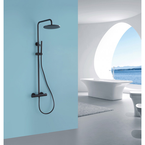 Душевая стойка с термостатом Abber Wasser Kreis AF8160BL, чёрный матовый - фото 2