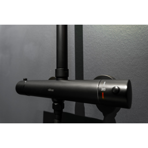 Душевая стойка с термостатом Abber Wasser Kreis AF8160BL, чёрный матовый - фото 3