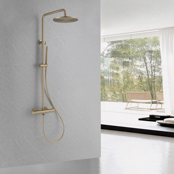 Душевая стойка с термостатом Abber Wasser Kreis AF8160GL, золото матовое - фото 2