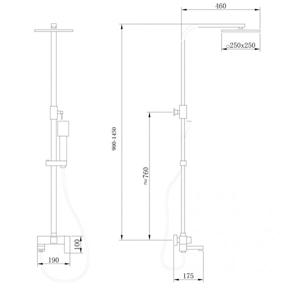 Душевая стойка Abber Daheim AF8216BL, чёрный матовый - фото 4