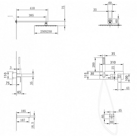 Душевая система для ванны Abber Daheim AF8217SP (со скрытой частью) сатин - фото 4