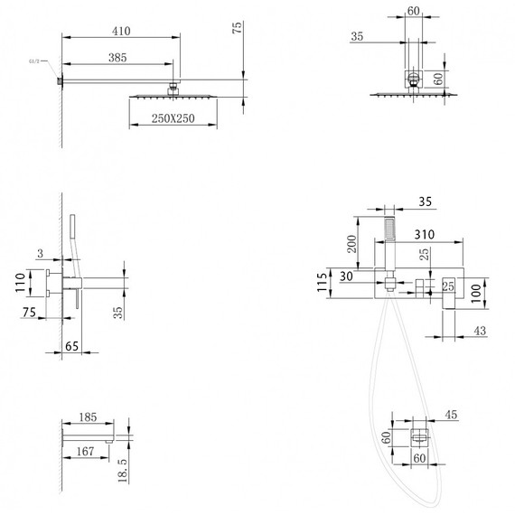 Душевая система для ванны Abber Daheim AF8217W (со скрытой частью) белый матовый - фото 3