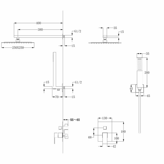 Душевая система для душа Abber Daheim AF8219W (со скрытой частью) белый матовый - фото 4