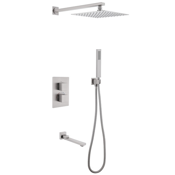 Душевая система для ванны с термостатом Abber Daheim AF8250SP (со скрытой частью) сатин - фото 