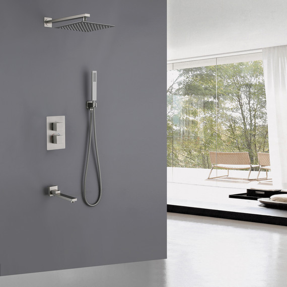 Душевая система для ванны с термостатом Abber Daheim AF8250SP (со скрытой частью) сатин - фото 2