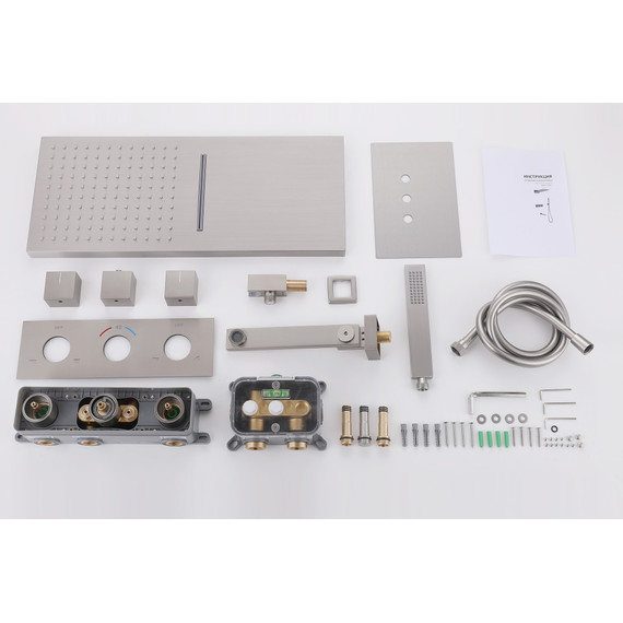 Душевая система для ванны с термостатом Abber Daheim AF8253SP (со скрытой частью) сатин - фото 3