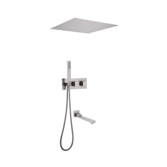 Душевая система для ванны с термостатом Abber Daheim AF8254SP (со скрытой частью) сатин - фото 
