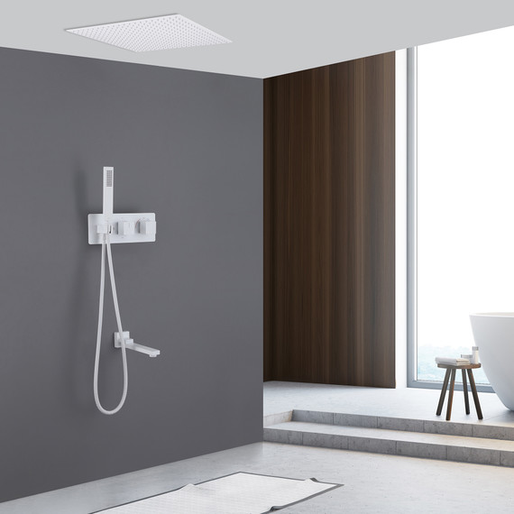 Душевая система для ванны с термостатом Abber Daheim AF8254W (со скрытой частью) белый матовый - фото 2