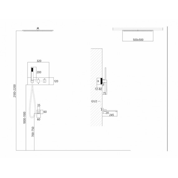 Душевая система для ванны с термостатом Abber Daheim AF8254W (со скрытой частью) белый матовый - фото 3