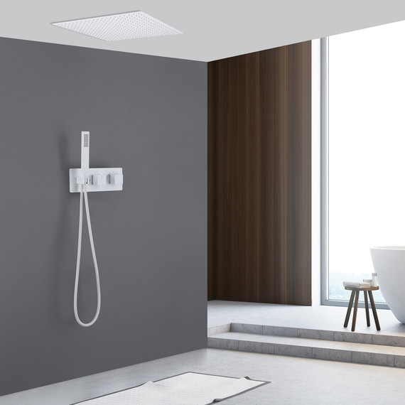 Душевая система для душа с термостатом Abber Daheim AF8255W (со скрытой частью) белый матовый - фото 2