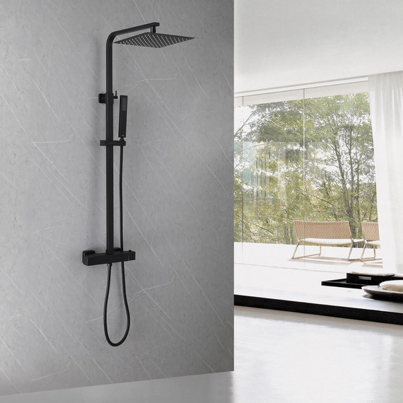 Душевая стойка с термостатом Abber Daheim AF8260B, чёрный матовый - фото 2