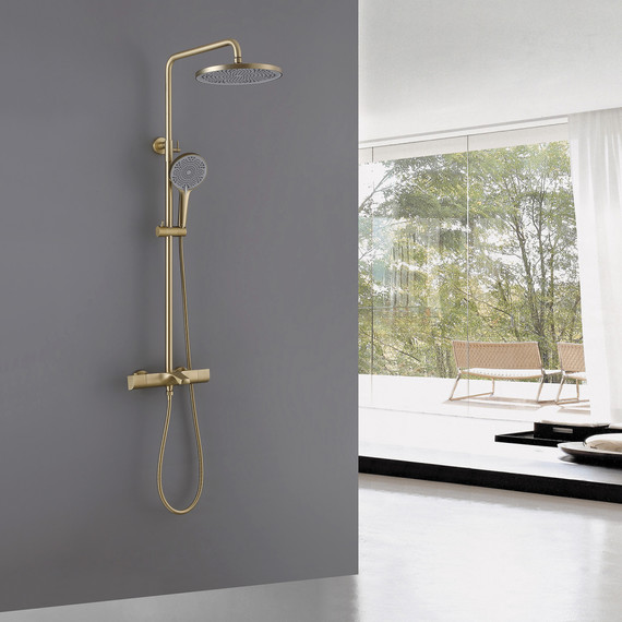 Душевая стойка с термостатом Abber Thermostat AF8516GL, золото матовое - фото 2