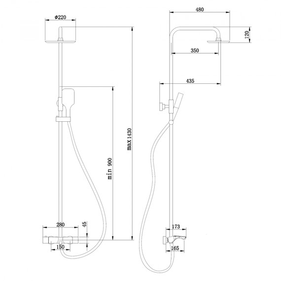 Душевая стойка с термостатом Abber Thermostat AF8516GL, золото матовое - фото 3
