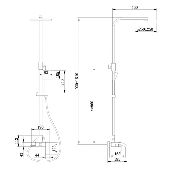 Душевая стойка Abber Wasserfall AF8616BL, чёрный матовый - фото 3