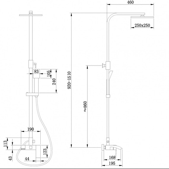 Душевая стойка Abber Wasserfall AF8616SPL, сатин - фото 3
