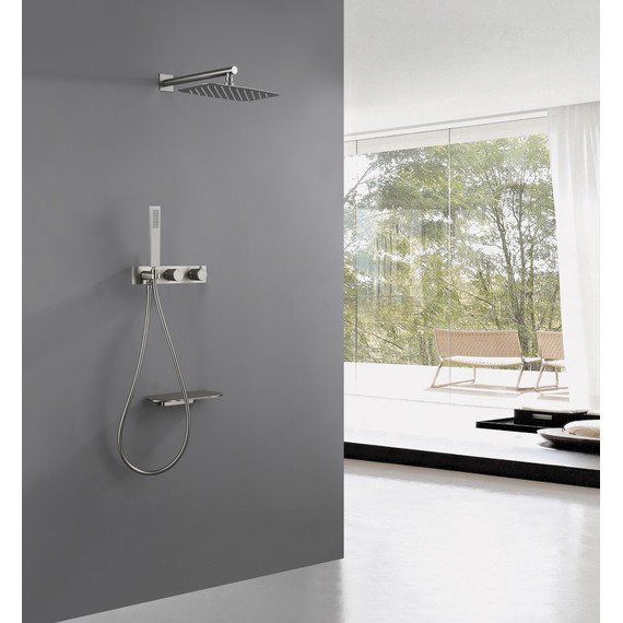 Душевая система для ванны с термостатом Abber Rund AF8750SP (со скрытой частью) сатин - фото 2