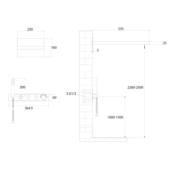 Душевая система для душа с термостатом Abber Rund AF8752SP (со скрытой частью) сатин - фото 3