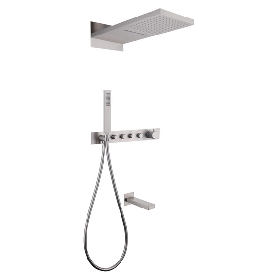 Душевая система для ванны с термостатом Abber Rund AF8753SP (со скрытой частью) сатин - фото 