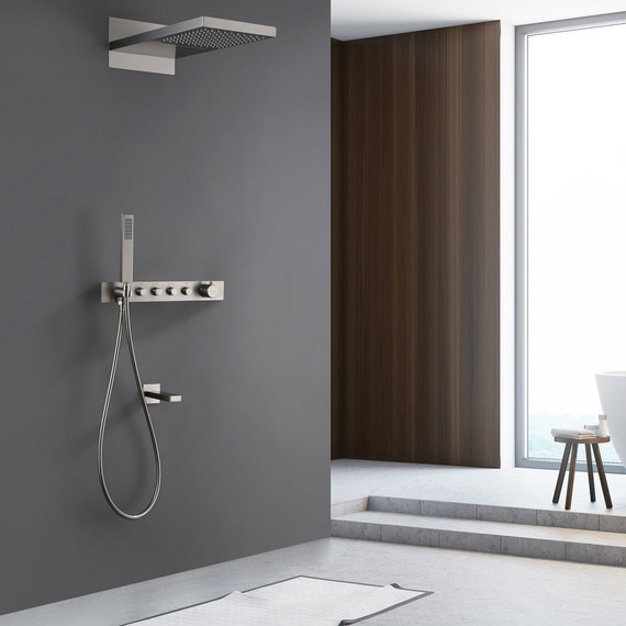 Душевая система для ванны с термостатом Abber Rund AF8753SP (со скрытой частью) сатин - фото 2