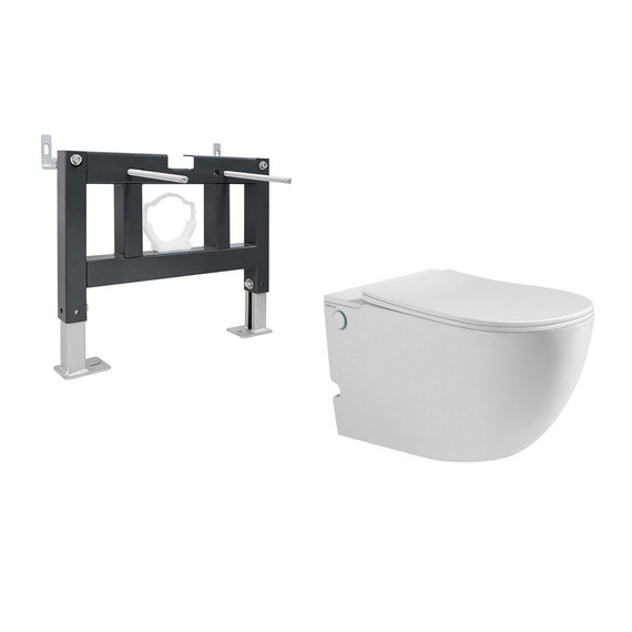 Инсталляция с подвесным унитазом комплект: Abber AC0101P с подвесным импульсным унитазом Bequem AC1105P с крышкой микролифт - фото 