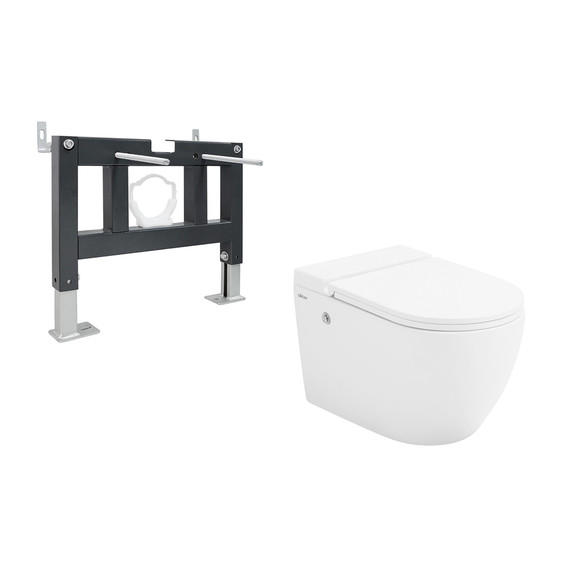 Инсталляция с подвесным унитазом комплект: Abber AC0101P с подвесным импульсным унитазом Bequem AC1108P с крышкой микролифт - фото 