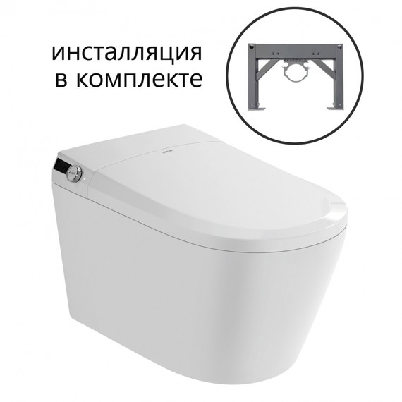 Инсталляция с подвесным унитазом комплект: Abber AC0101P2 с подвесным импульсным унитазом-биде Bequem AC1119S с крышкой микролифт - фото 