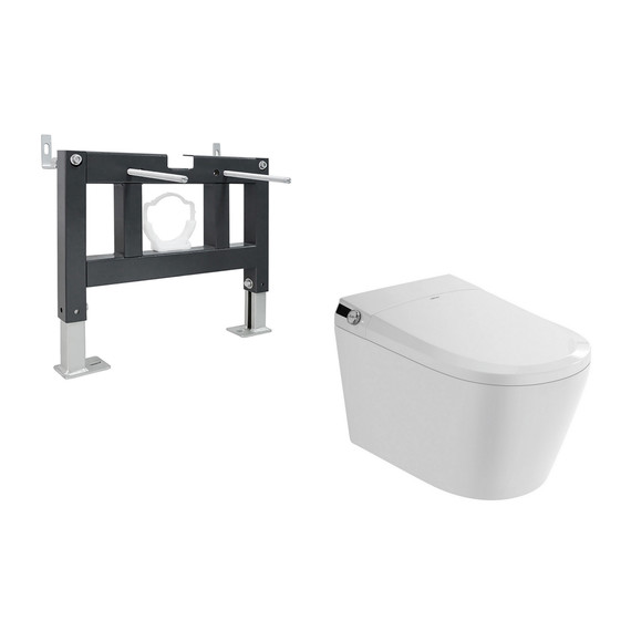 Инсталляция с подвесным унитазом комплект: Abber AC0101P с подвесным импульсным унитазом-биде Bequem AC1119S с крышкой микролифт - фото 