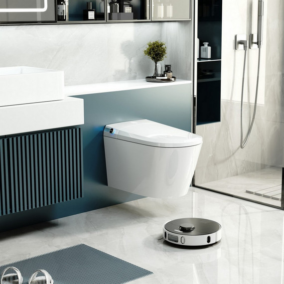 Инсталляция с подвесным унитазом комплект: Abber AC0101P с подвесным импульсным унитазом-биде Bequem AC1119S с крышкой микролифт - фото 5