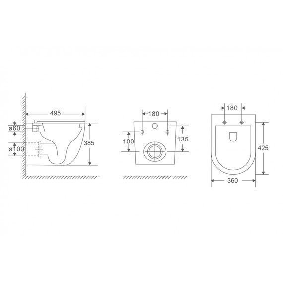 Инсталляция с подвесным унитазом комплект: Abber AC0105 с подвесным унитазом Bequem AC1131TC с крышкой микролифт, кнопка смыва AC0121 хром глянцевый (система смыва Торнадо) - фото 8