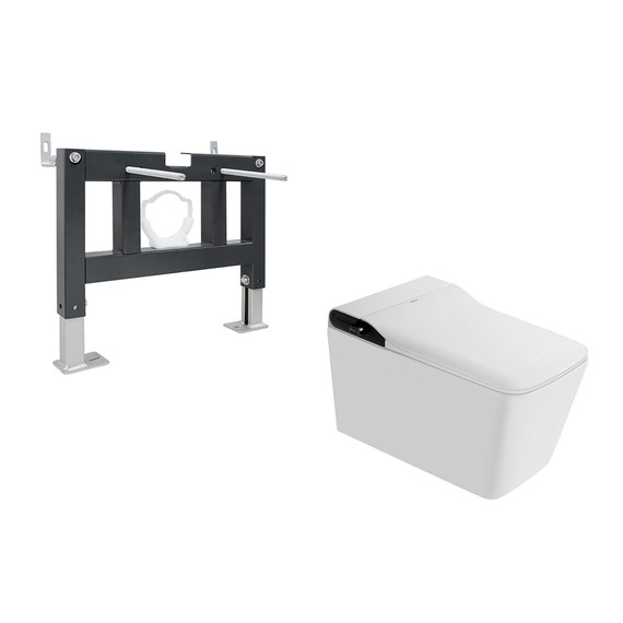 Инсталляция с подвесным унитазом комплект: Abber AC0101P с подвесным импульсным унитазом-биде Rechteck AC1215S с крышкой микролифт - фото 