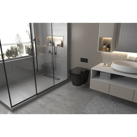 Инсталляция с подвесным унитазом комплект: Abber AC0105 с подвесным унитазом Rechteck AC1201MB с крышкой микролифт, кнопка смыва AC0120NG никель - фото 7