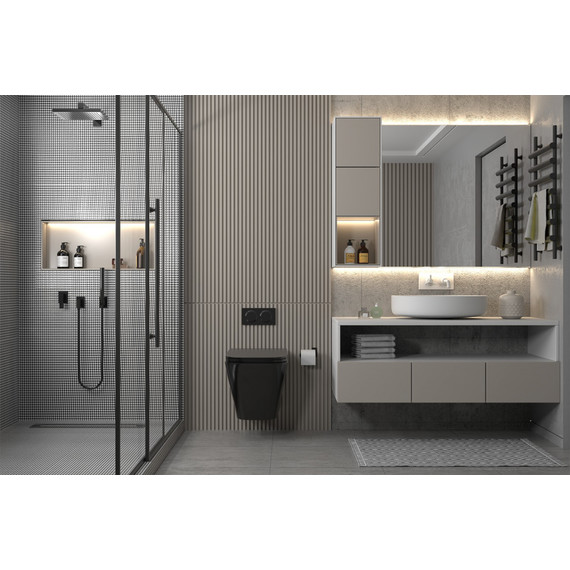 Инсталляция с подвесным унитазом комплект: Abber AC0105 с подвесным унитазом Rechteck AC1201MB с крышкой микролифт, кнопка смыва AC0120 хром - фото 5